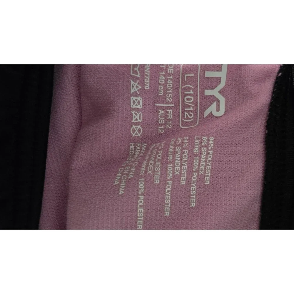 TYR Girls Solid Maxfit One Piece Swimsuit Black /Pink Size L (10/12)